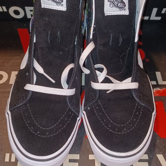 Vans Men's 8.5/Women's 10 Fruit Skull Sk8-Hi Sneakers Black/White VN0005U9BA2 - Picture 8 of 13